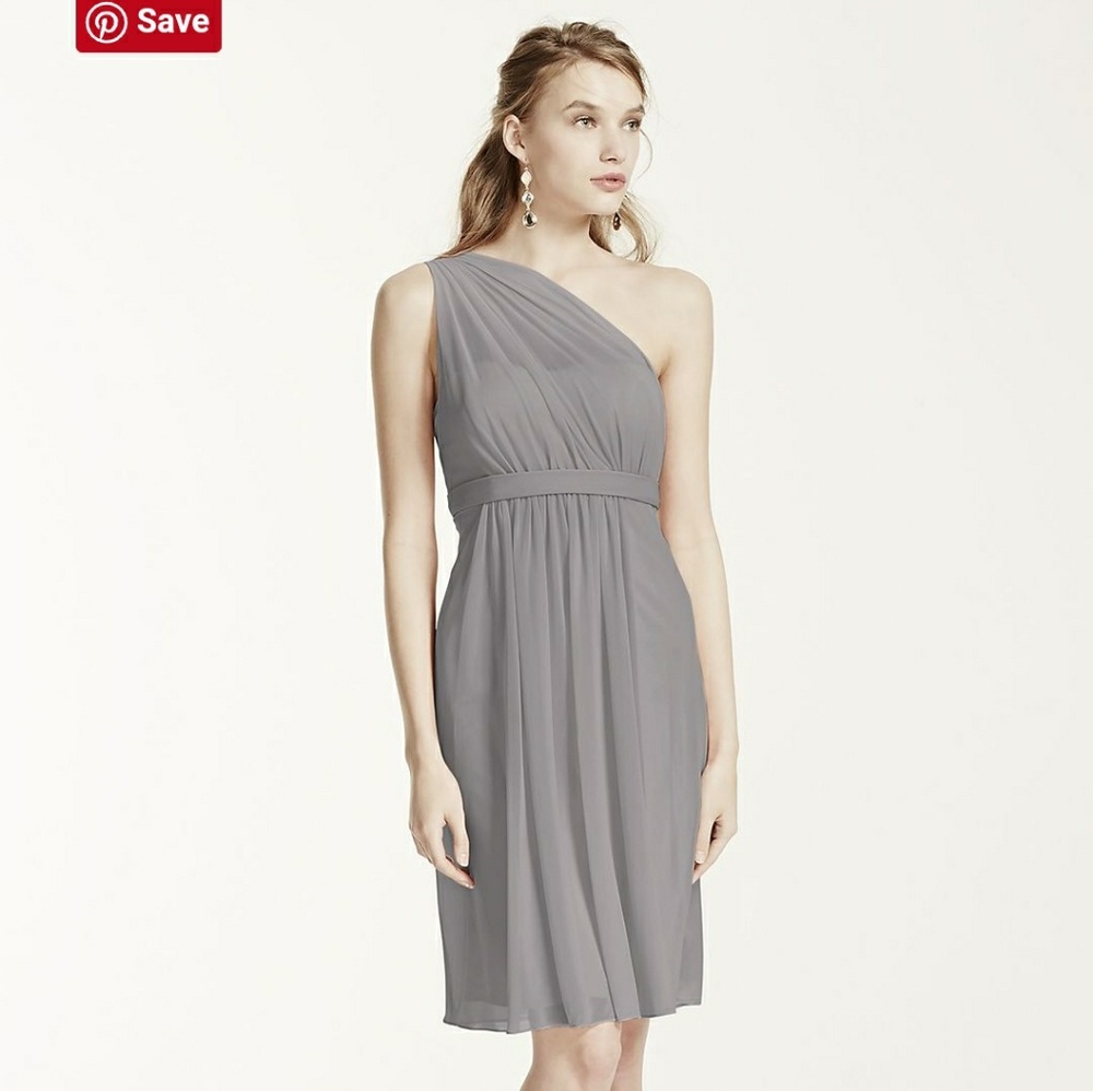 Gray "mercury" David's Bridal Bridesmaid Dress